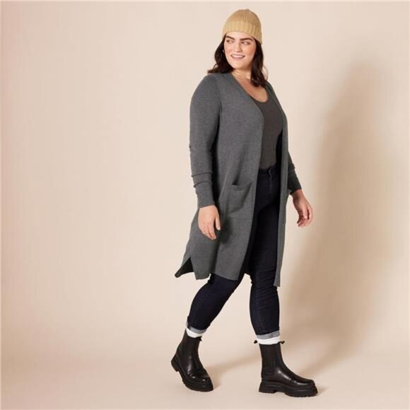 Lightweight Open-Front Cardigan – Long Sleeve Draped Cover-Up - Picture 5 of 6